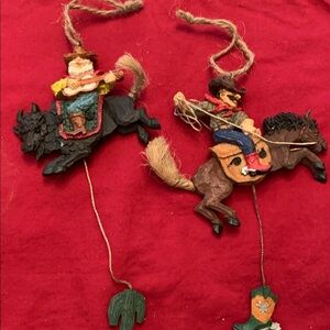 Western Cowboy Christmas Ornaments (Set of 2)